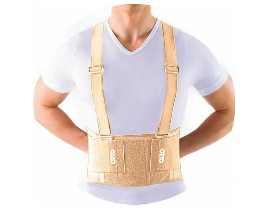 Корсет поясничный ORTO ПК-220, полужесткий, металлические пластины, высота 25 см, бежевый/черный фото 1