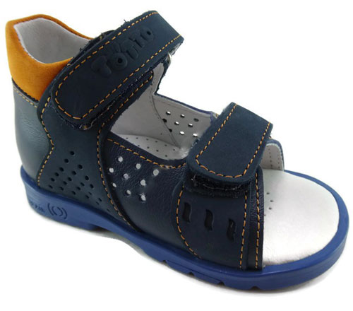 Босоножки  детские с открытым носом, цв.джинс/рыжий М 025-3,13,15 фото 1