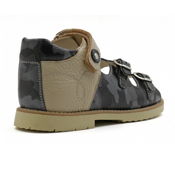 Сандалии ортопедические детские с открытым носом Ортомода 2129-ХМ-004 серые с каблуком Томаса фото 6